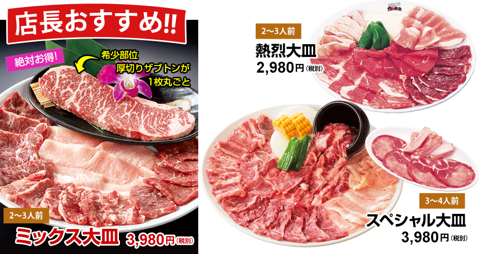 店長おすすめ ミックス大皿 熱烈大皿 スペシャル大皿